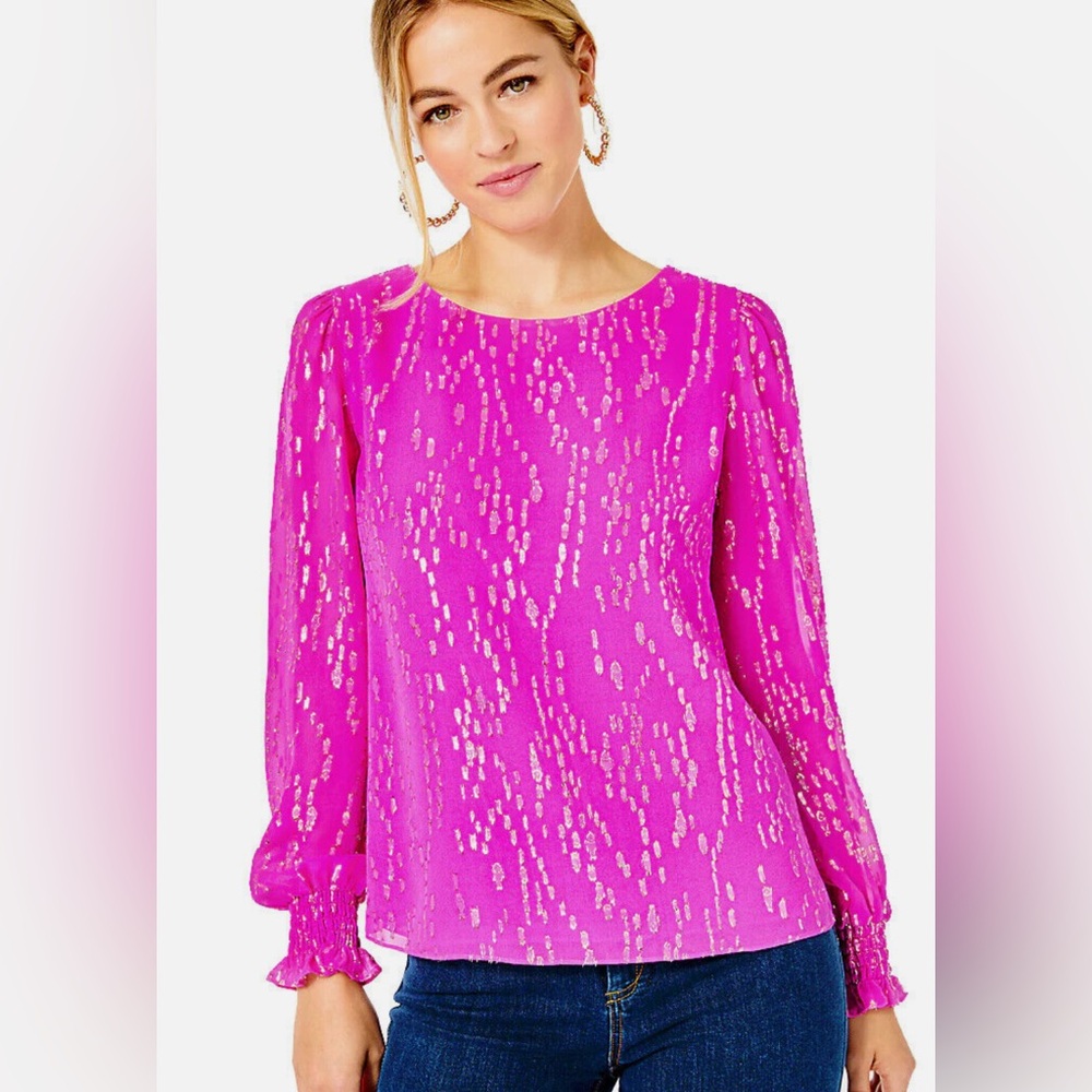 Lilly Pulitzer Pink Long Sleeve Relaxed Blouse